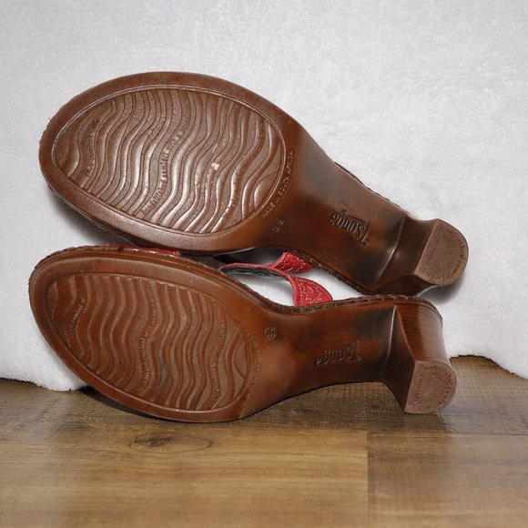 Tsonga red leather heel slide in sandals, size 39 (size8.5US) - Picture 5 of 8